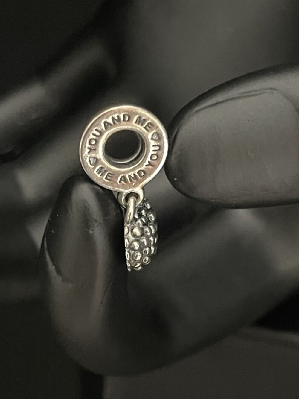 Pandora 925 Sterling Silver “ME ♥ YOU AND YOU ♥ ME” Dangle Heart Charm “DAUGHTER